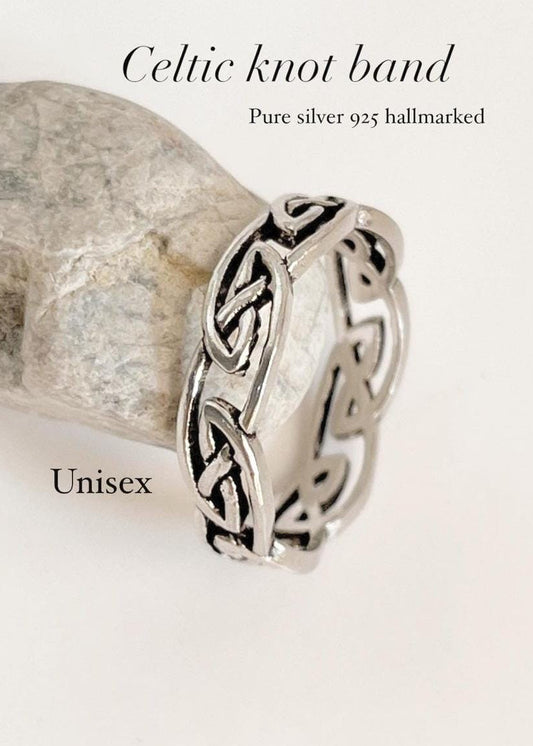 Celtic knot design full band 925 Sterling Silver ring