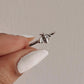 Elegant large bee-shaped silver ring with fine detailing.