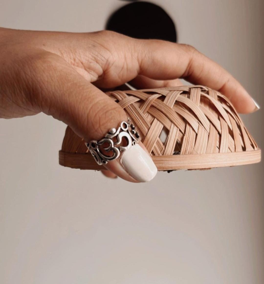 Om Aum Silver Ring with Full Band Engraving