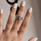 Sterling Silver Om Aum Ring with Continuous Band