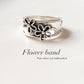 3D Floral Patch Cut Out Band Silver Ring