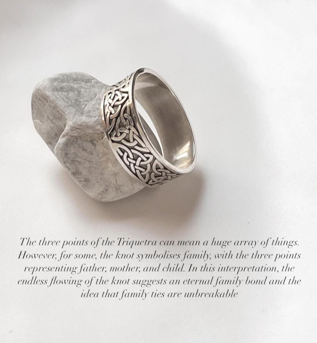 Elegant thick Celtic knot design silver ring