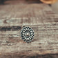 Trendy sunflower silver ring with intricate details