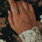 Stylish double triangle silver ring with a refined, polished shine