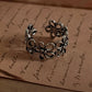Chic Floral Design Adjustable Silver Ring