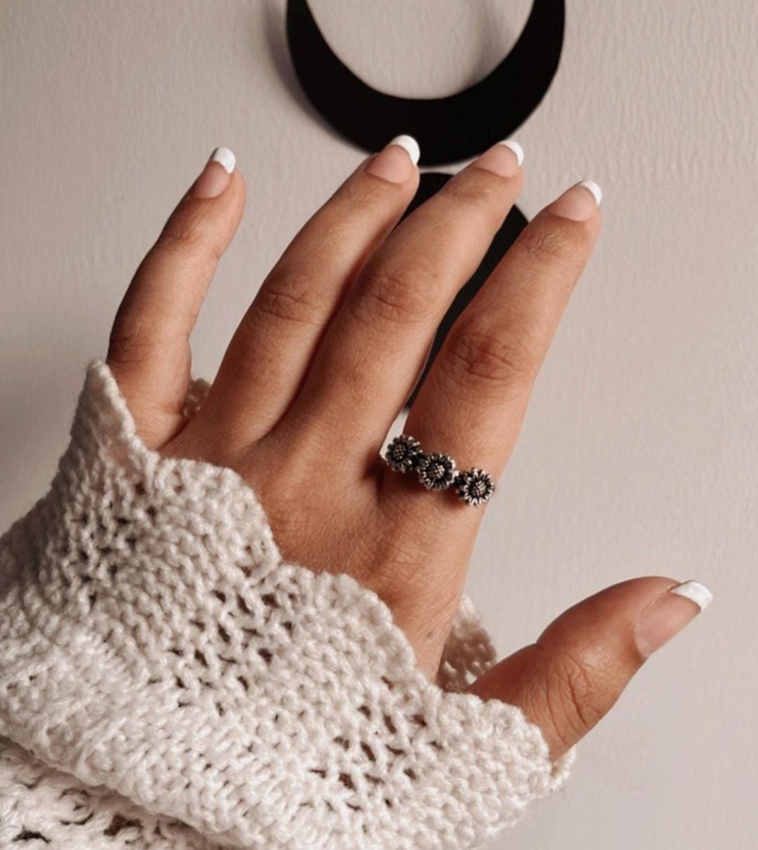 Sterling Silver 3 Daisies Ring 