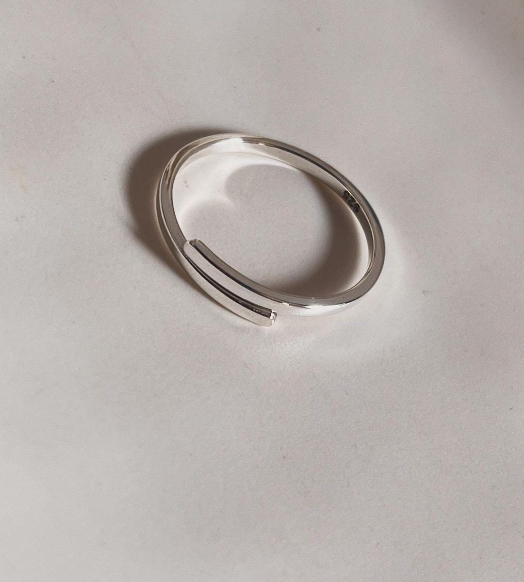 Minimalist Adjustable Silver Band Ring