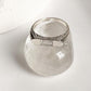 Timeless clear quartz signet ring with smooth silver band