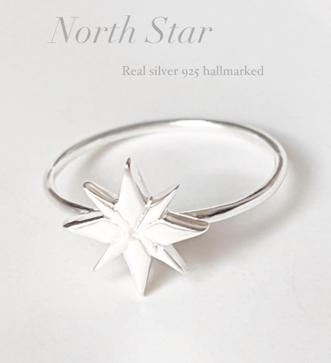 Silver Ring Featuring North Star Motif