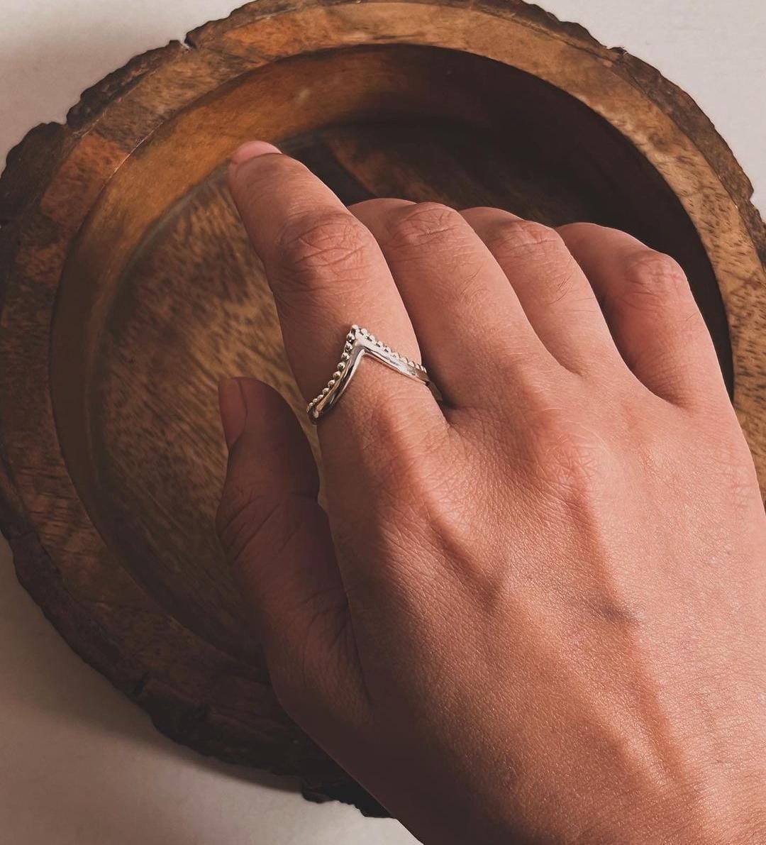 Trendy V Rawa silver ring for stacking