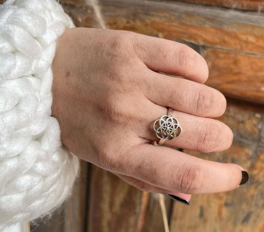 Timeless Seed of Life design ring in sterling silver