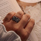 Stylish Silver Band Ring with Bloom Floral Design