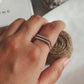 Minimalist double square stackable silver ring with contemporary appeal
