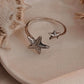 Starfish adjustable sterling silver ring