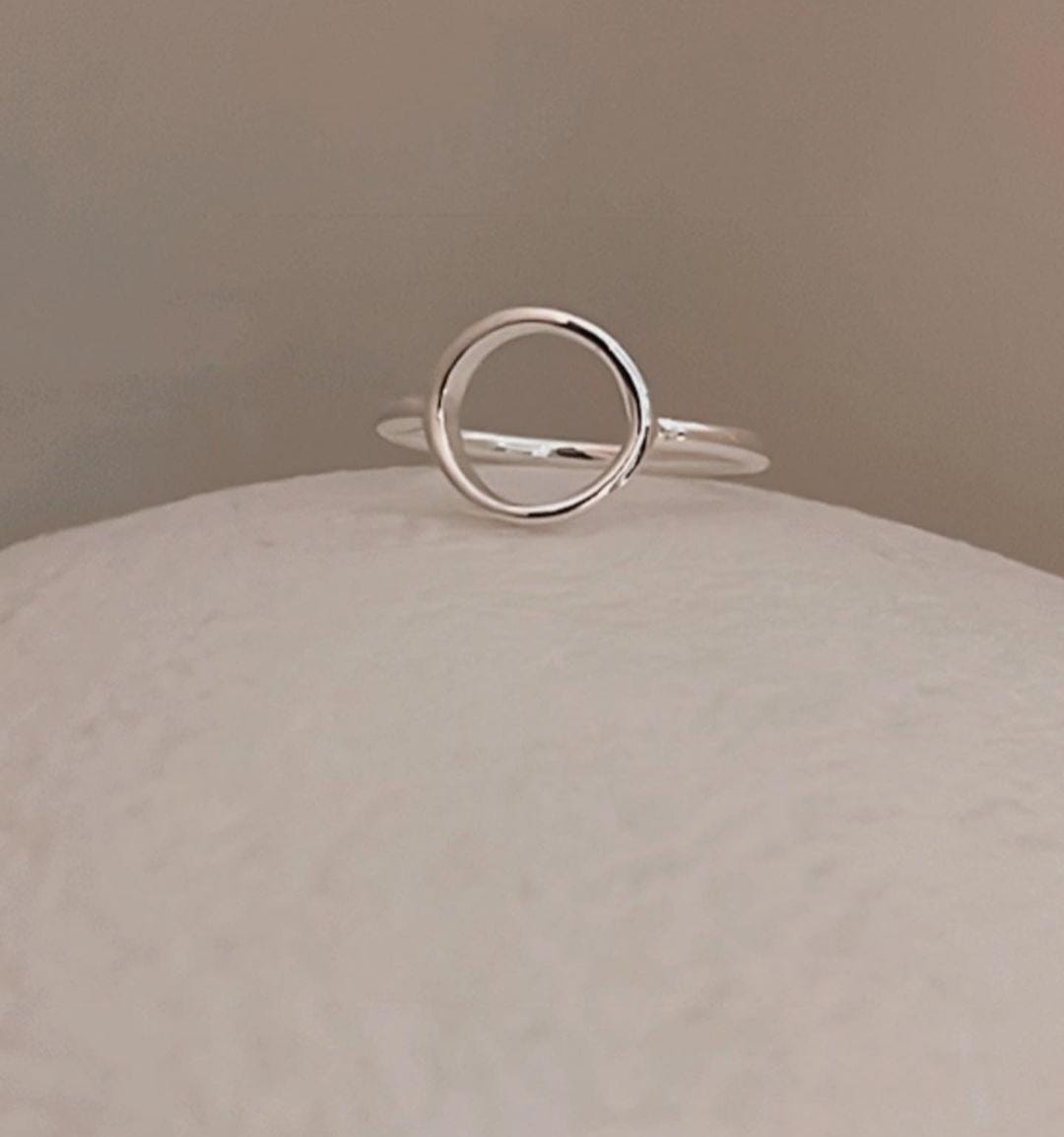 Geometric Open Circle Silver Ring for Women
