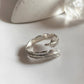 Charming feather wrap adjustable silver ring with a nature-inspired design