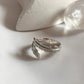 Stylish feather wrap adjustable silver ring with a natural and flowing shape