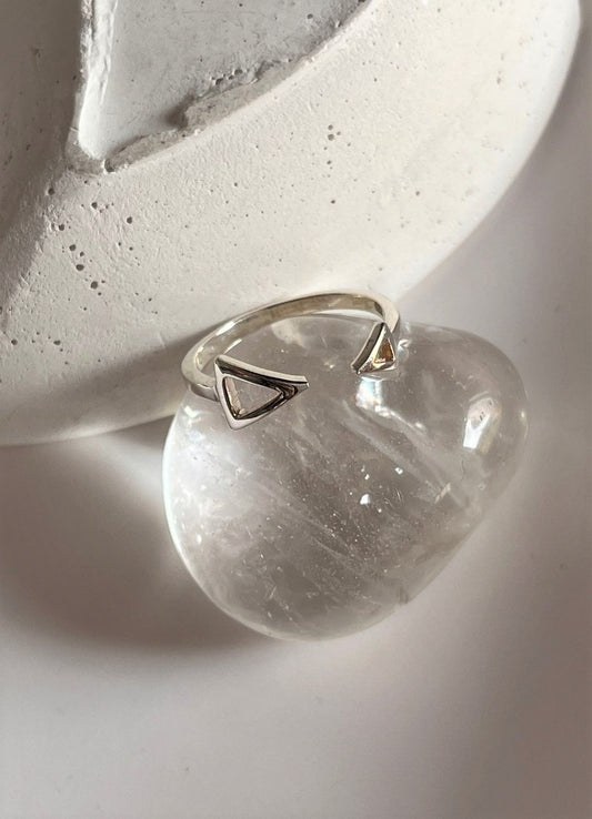 Adjustable Triangle Silver Ring