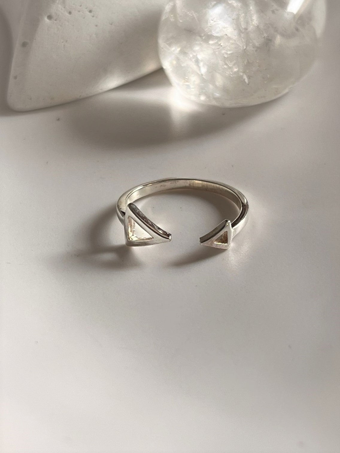 Handmade Adjustable Triangle Ring in Silver