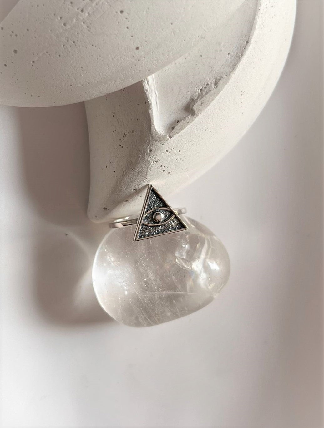 Timeless Eye of Providence silver ring with radiant center symbol