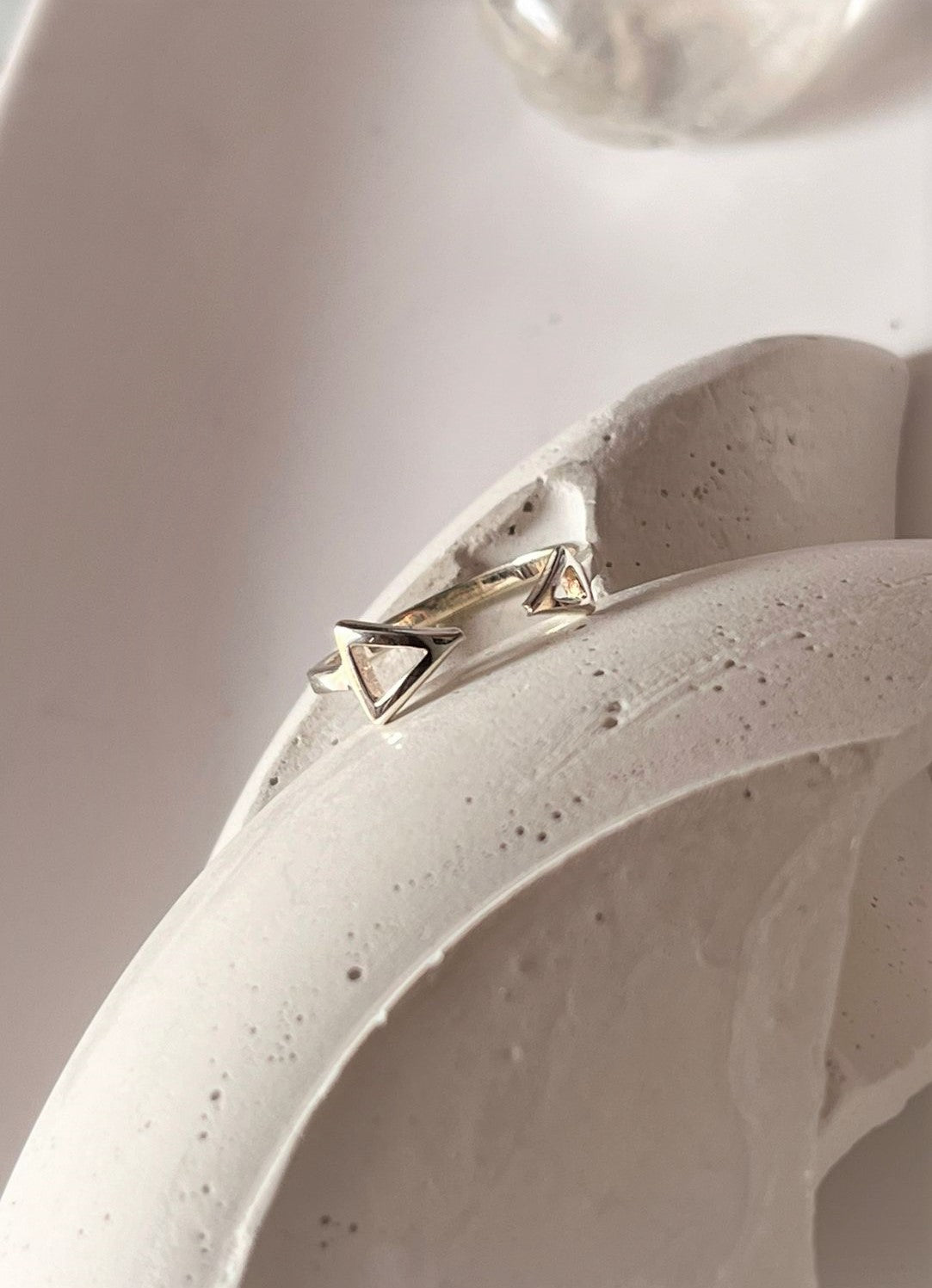 Adjustable Silver Ring with Triangle Design 