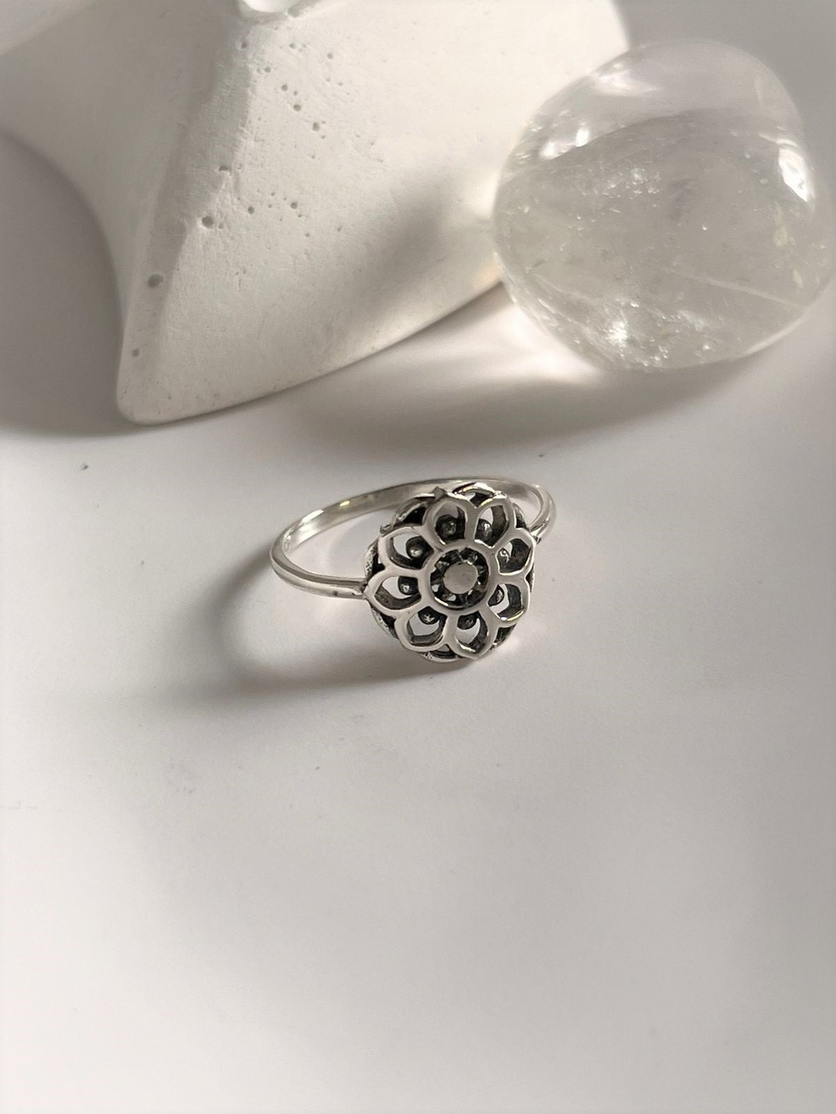 Sun Mandala sterling silver ring