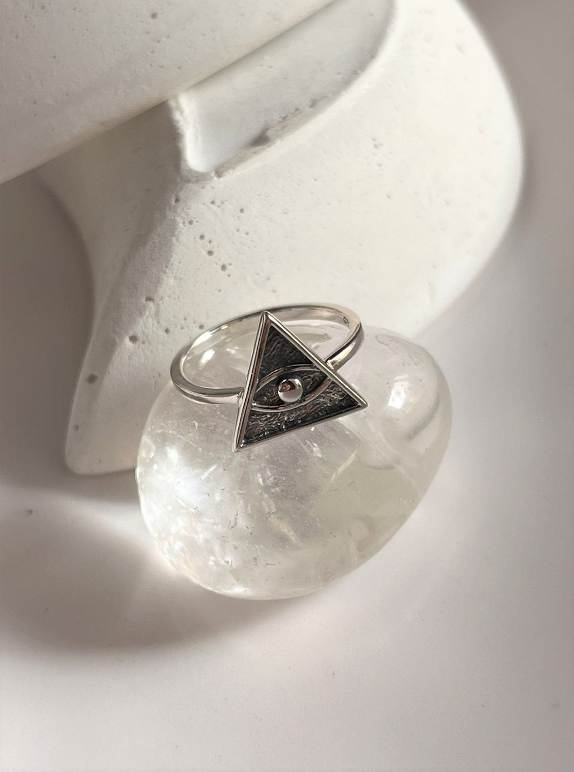 Handcrafted Eye of Providence silver ring with symbolic design
