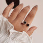 Smokey quartz double square silver ring design