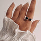 Sophisticated smokey quartz double square silver ring