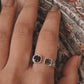 Double square smokey quartz stones in sterling silver ring