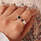 Stylish double square silver ring with smokey quartz gemstones