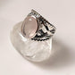 Rose quartz statement ring in sterling silver