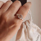 Rose quartz round boho silver ring with vintage design