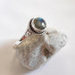 Labradorite Round Boho Silver Ring with Elegant Design