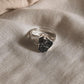 Black Tourmaline Raw Uncut Silver Ring