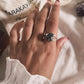 Elegant Black Tourmaline Raw Uncut Ring in Silver