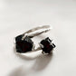 Unique Black Tourmaline Double Raw Uncut Silver Ring