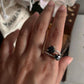 Chic Adjustable Silver Ring Featuring Double Raw Black Tourmaline