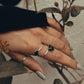 Black Tourmaline Double Raw Uncut Adjustable Silver Ring