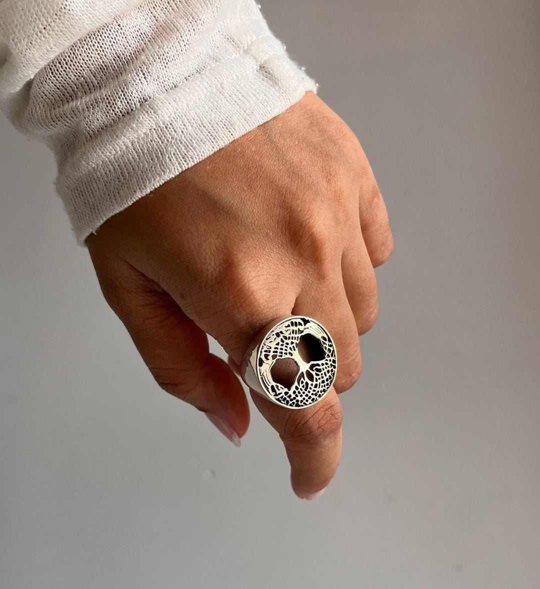 925 sterling silver chunky Tree of Life ring