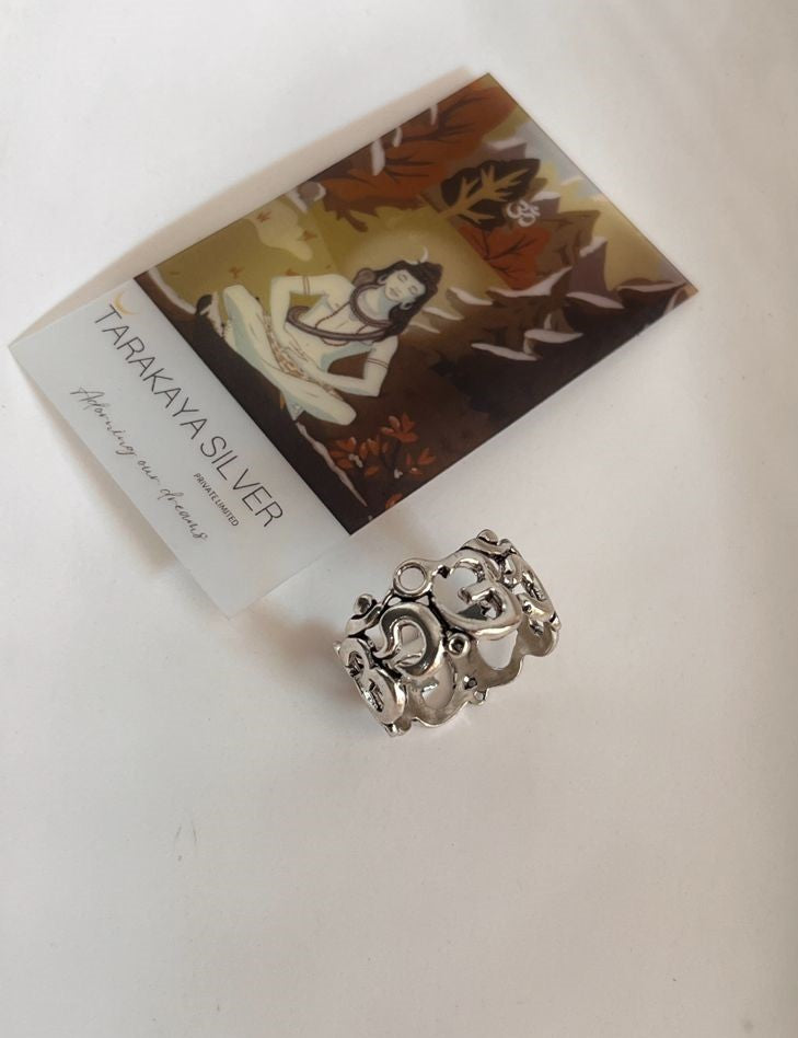 Full Band Silver Ring Featuring Om Aum Symbol