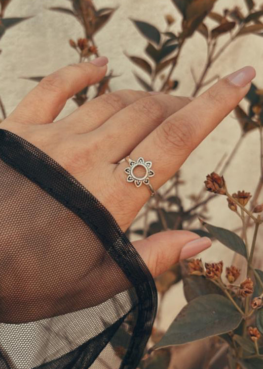 Intricate Soorajmukhi 925 Sterling Silver ring design