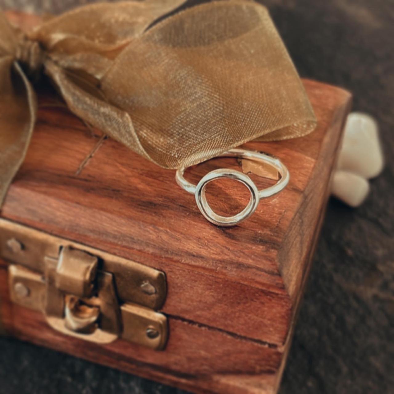 Sterling Silver Ring with Open Circle Design
