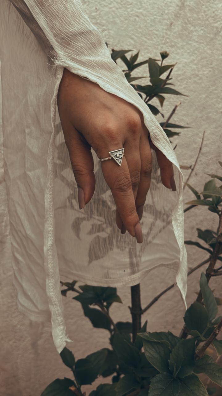 Versatile Eye of Providence silver ring with eye-catching design