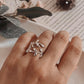 Adjustable silver ring with willow leaf design