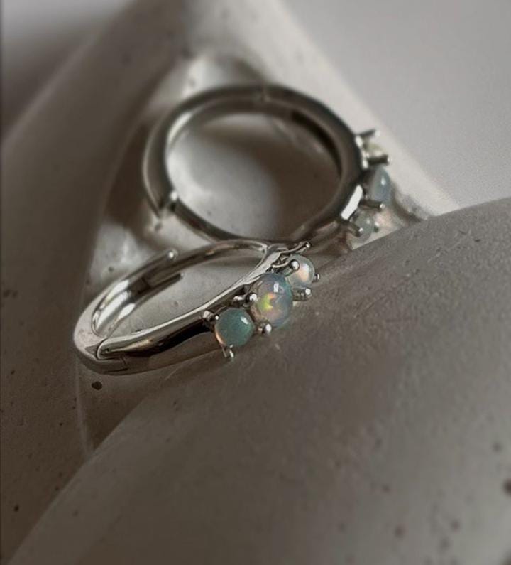 Timeless opal 925 sterling silver huggie earrings