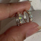 Classic silver huggie earrings with opal detail