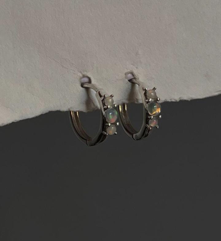 Charming opal 925 silver huggies for everyday wear