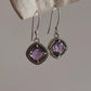 Handmade Amethyst Cushion Cut 925 Sterling Silver Earrings with Hook Design 