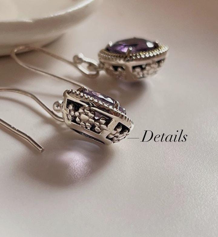 Elegant Amethyst Cushion Cut 925 Sterling Silver Earrings for Bold Style 